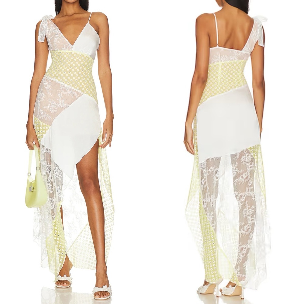MAJORELLE Janis Maxi Dress in Ivory & Pale Yellow